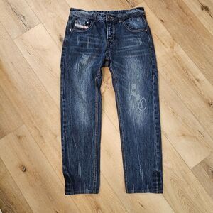 Vintage Y2k Classic Straight Leg Button Fly Reverb Jeans 32x27 Cotton Stripe